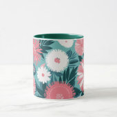 Levendige roze en witte bloemensymfonie mok (Midden)