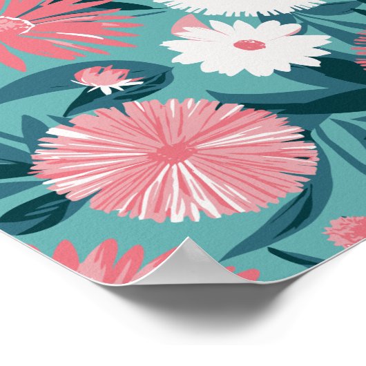 Levendige roze en witte bloemensymfonie poster (Hoek)