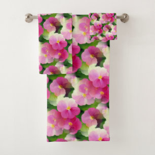 Levendige roze en witte impatiens Vloeiend Patroon Bad Handdoek