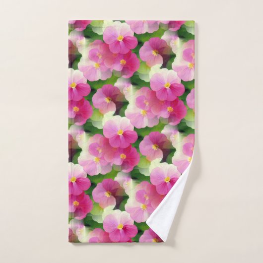 Levendige roze en witte impatiens Vloeiend Patroon Bad Handdoek (Handdoek)