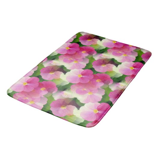 Levendige roze en witte impatiens Vloeiend Patroon Badmat (Gekanteld)
