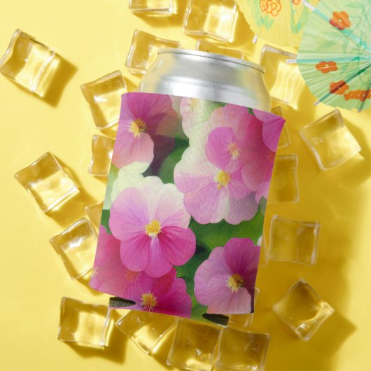 Levendige roze en witte impatiens Vloeiend Patroon Blikjeskoeler (Insitu Zomer)