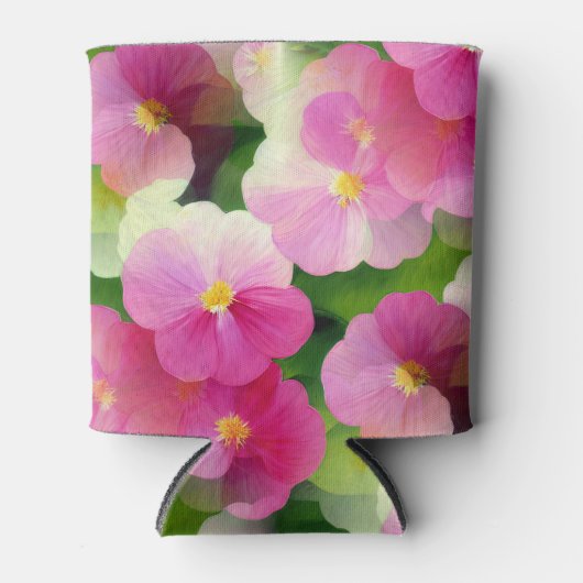 Levendige roze en witte impatiens Vloeiend Patroon Blikjeskoeler (Voorkant)