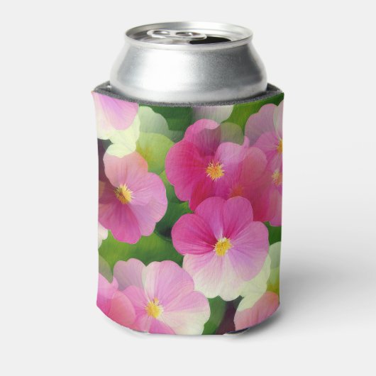 Levendige roze en witte impatiens Vloeiend Patroon Blikjeskoeler (Blikje Achterkant)