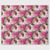 Levendige roze en witte impatiens Vloeiend Patroon Cadeaupapier (Vlak)