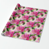 Levendige roze en witte impatiens Vloeiend Patroon Cadeaupapier (Uitgerold)
