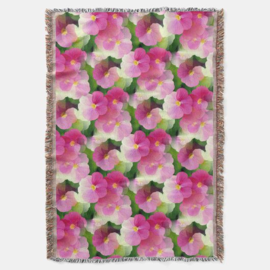 Levendige roze en witte impatiens Vloeiend Patroon Deken (Voorkant Verticaal)