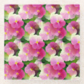 Levendige roze en witte impatiens Vloeiend Patroon Glazen Onderzetter (Voorkant)