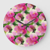 Levendige roze en witte impatiens Vloeiend Patroon Grote Klok (Voorkant)