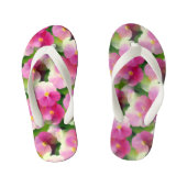 Levendige roze en witte impatiens Vloeiend Patroon Kinder Teenslippers (Voetbed)