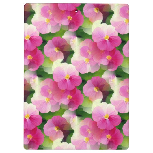 Levendige roze en witte impatiens Vloeiend Patroon Klembord (Achterkant)