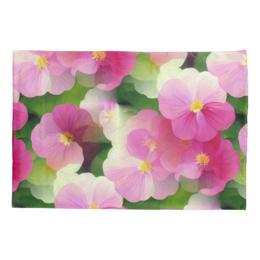 Levendige roze en witte impatiens Vloeiend Patroon Kussensloop (Achterkant-Links)