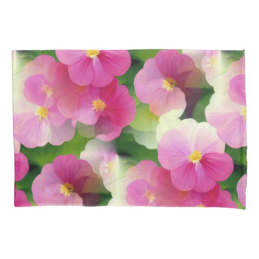 Levendige roze en witte impatiens Vloeiend Patroon Kussensloop (Voorkant-Links)