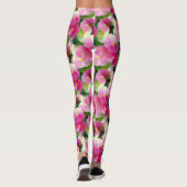 Levendige roze en witte impatiens Vloeiend Patroon Leggings (Achterkant)