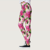 Levendige roze en witte impatiens Vloeiend Patroon Leggings (Links)