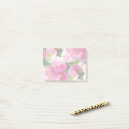 Levendige roze en witte impatiens Vloeiend Patroon Post-it® Notes (Op bureau)