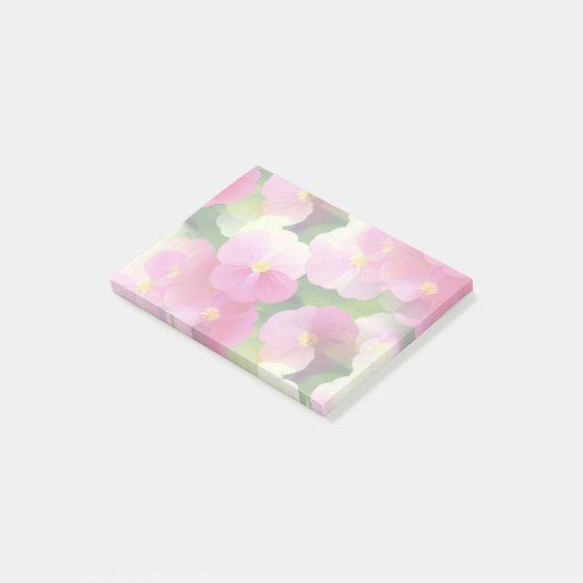 Levendige roze en witte impatiens Vloeiend Patroon Post-it® Notes (Schuin)