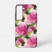 Levendige roze en witte impatiens Vloeiend Patroon Samsung Galaxy Hoesje (Achterkant)