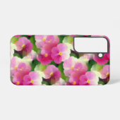 Levendige roze en witte impatiens Vloeiend Patroon Samsung Galaxy Hoesje (Achterkant horizontaal)