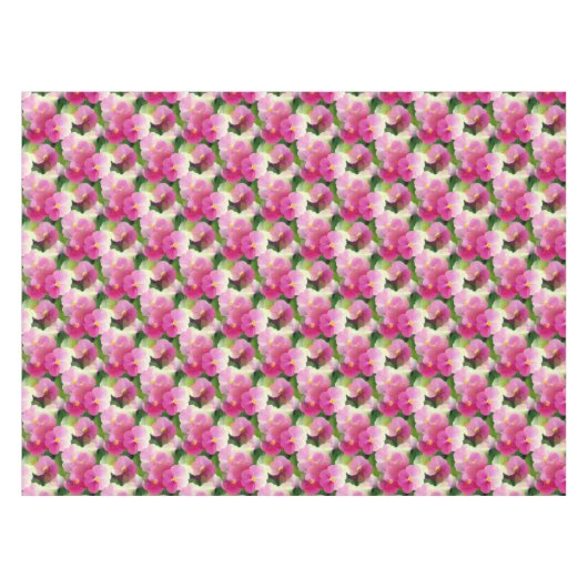 Levendige roze en witte impatiens Vloeiend Patroon Tafelkleed (Voorkant (Horizontaal))