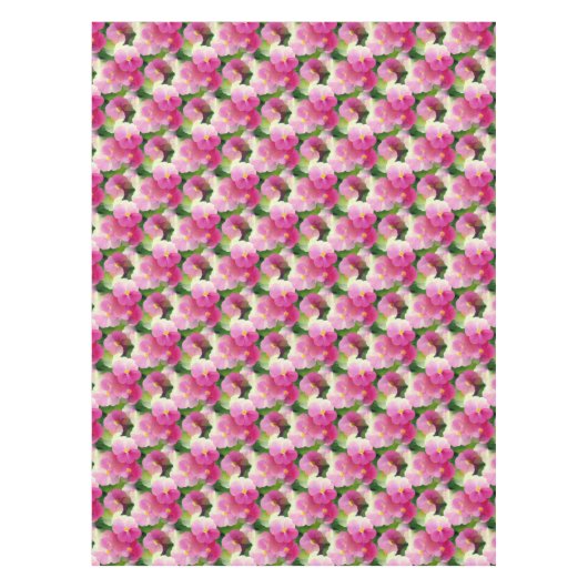 Levendige roze en witte impatiens Vloeiend Patroon Tafelkleed (Voorkant)