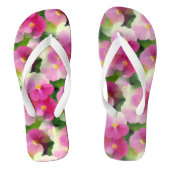 Levendige roze en witte impatiens Vloeiend Patroon Teenslippers (Voetbed)