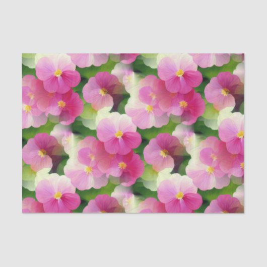 Levendige roze en witte impatiens Vloeiend Patroon Tissuepapier (Voorkant)