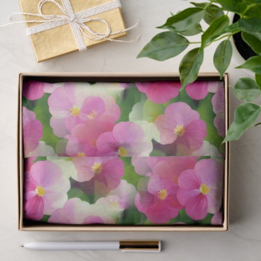 Levendige roze en witte impatiens Vloeiend Patroon Tissuepapier (Geschenk)