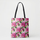 Levendige roze en witte impatiens Vloeiend Patroon Tote Bag (Voorkant)