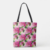 Levendige roze en witte impatiens Vloeiend Patroon Tote Bag (Achterkant)