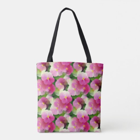 Levendige roze en witte impatiens Vloeiend Patroon Tote Bag (Achterkant)