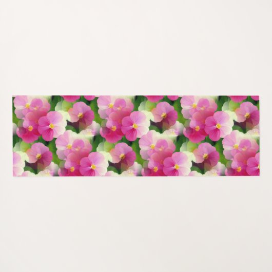 Levendige roze en witte impatiens Vloeiend Patroon Yogamat (Achterkant (horizontaal))