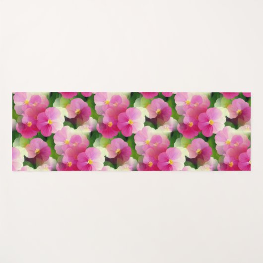 Levendige roze en witte impatiens Vloeiend Patroon Yogamat (Voorkant (horizontaal))