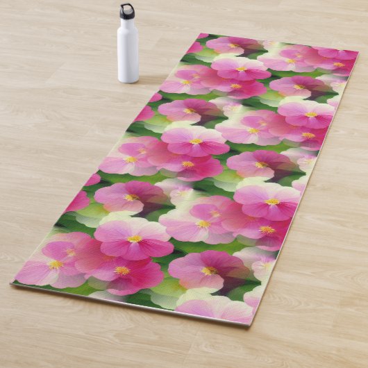 Levendige roze en witte impatiens Vloeiend Patroon Yogamat (In situ)