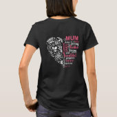 Levendige roze en witte retro bloemen hart mama t-shirt (Achterkant)