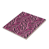 Levendige Roze en Zwarte Zebraprint Tegeltje (Zijkant)