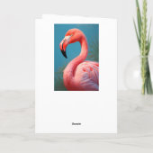 Levendige roze flamingo op een hemelsblauwe achter kaart (Achterkant)