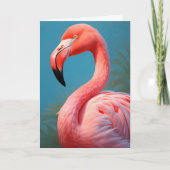 Levendige roze flamingo op een hemelsblauwe achter kaart (Voorkant)