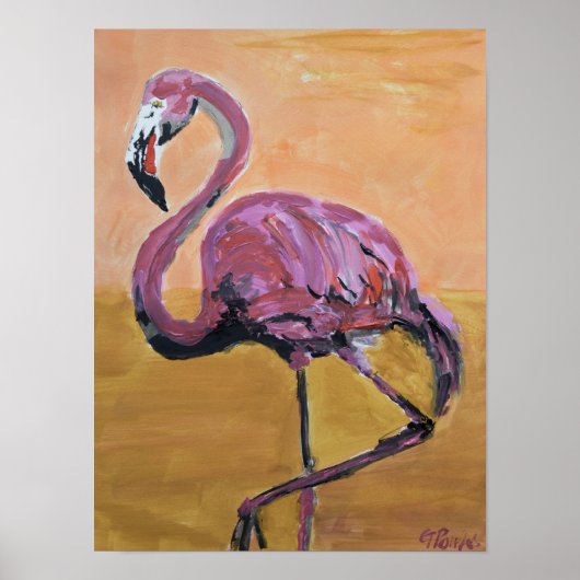 Levendige Roze Flamingo Zonsondergang Poster (Voorkant)