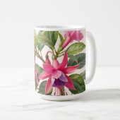 Levendige Roze Fuchsia Bloem Koffiemok (Voorkant rechts)