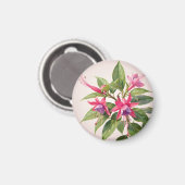 Levendige Roze Fuchsia Bloem Magneet (Voorkant / Achterkant)