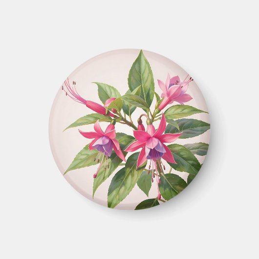 Levendige Roze Fuchsia Bloem Magneet (Voorkant)