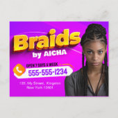Levendige Roze & Geel Afrikaans Haar Vlechten Foto Briefkaart (Voorkant)
