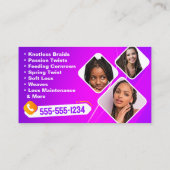 Levendige Roze & Geel Afrikaans Haar Vlechten Foto Visitekaartje (Achterkant)