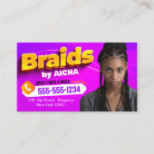 Levendige Roze & Geel Afrikaans Haar Vlechten Foto Visitekaartje (Voorkant)