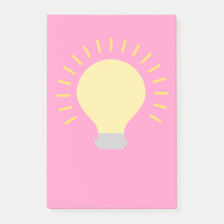 Levendige roze gele gloeilamp post-it® notes