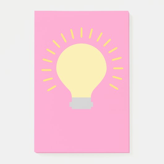 Levendige roze gele gloeilamp post-it® notes (Voorkant)