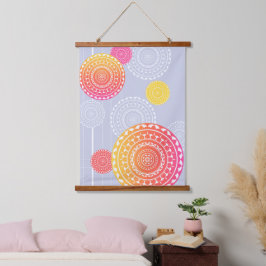 Levendige roze gele willekeurige mandala hangend wandkleed