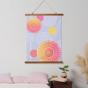 Levendige roze gele willekeurige mandala hangend wandkleed