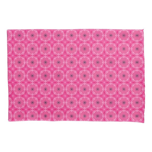 Levendige Roze Geometrische Bloemkruis Patronen Kussensloop (Voorkant)